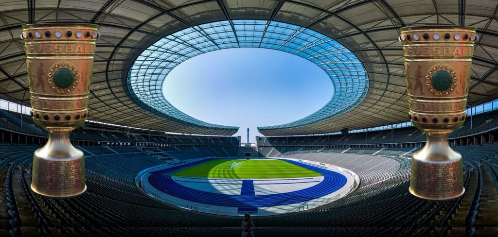 Olympiastadion in Berlin mit DFB Pokal